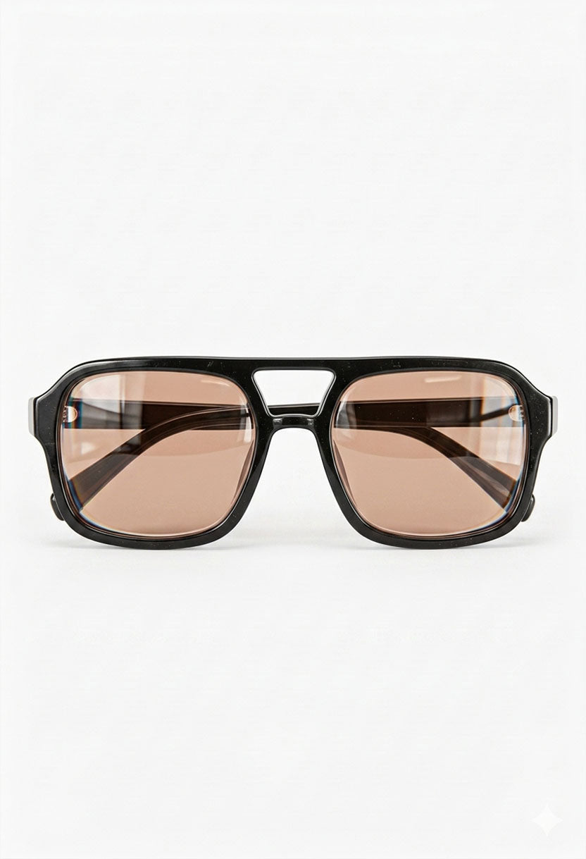 NEW STATEMENT AZTEC sunglasses, front view of the black frame with brown lenses #color_brown