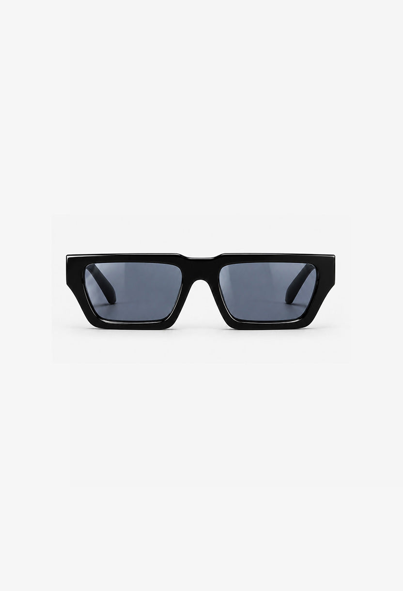 NEW STATEMENT NEXUS sunglasses in black, angled view of the thick rectangular frame #color_black