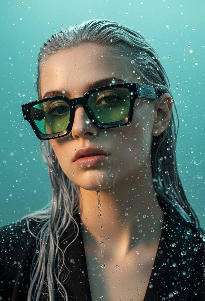 PRIME V2 Black/Green sunglasses worn, side view showing the temple #color_black-green