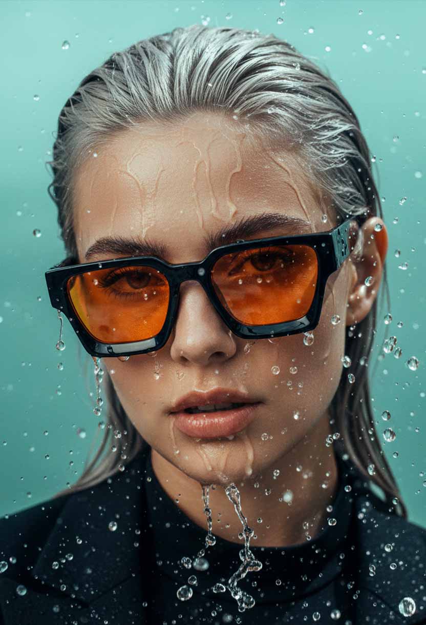 PRIME V2 Black/Orange sunglasses worn, side view showing the temple #color_black-orange