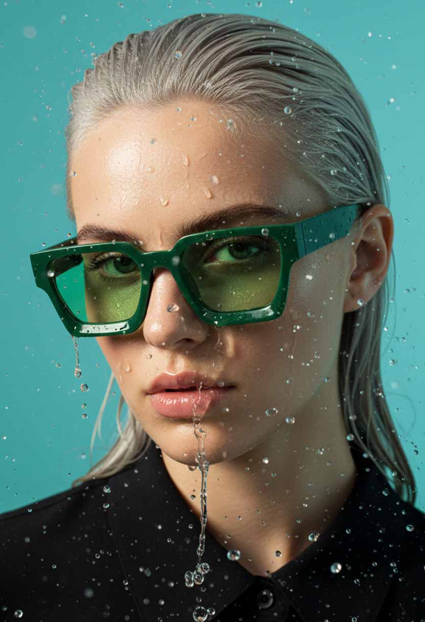 PRIME V2 Green sunglasses worn, side view showing the temple #color_green