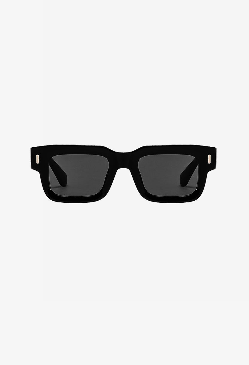 ROMA sunglasses in black with dark smoke lenses, front view #color_black