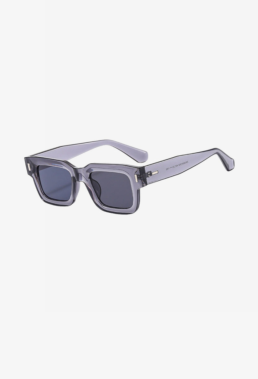 ROMA sunglasses in transparent grey with smoke lenses, angled view #color_grey