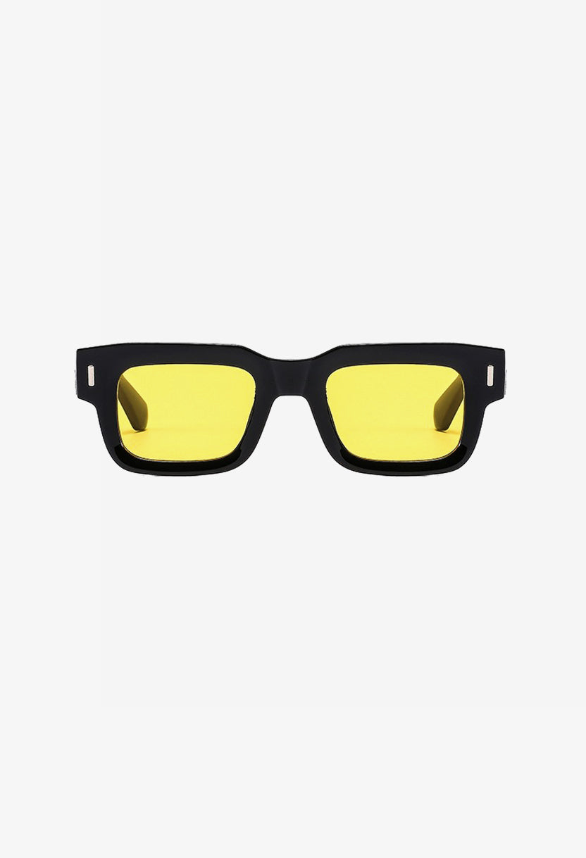 ROMA sunglasses in black with yellow lenses, front view #color_yellow
